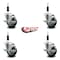Service Caster 3.5'' Thermoplastic Rubber Swivel 7/8'' Expanding Stem Caster Set with Brake, 4PK SCC-EX20S3514-TPRB-TLB-78-4 - alternate 4
